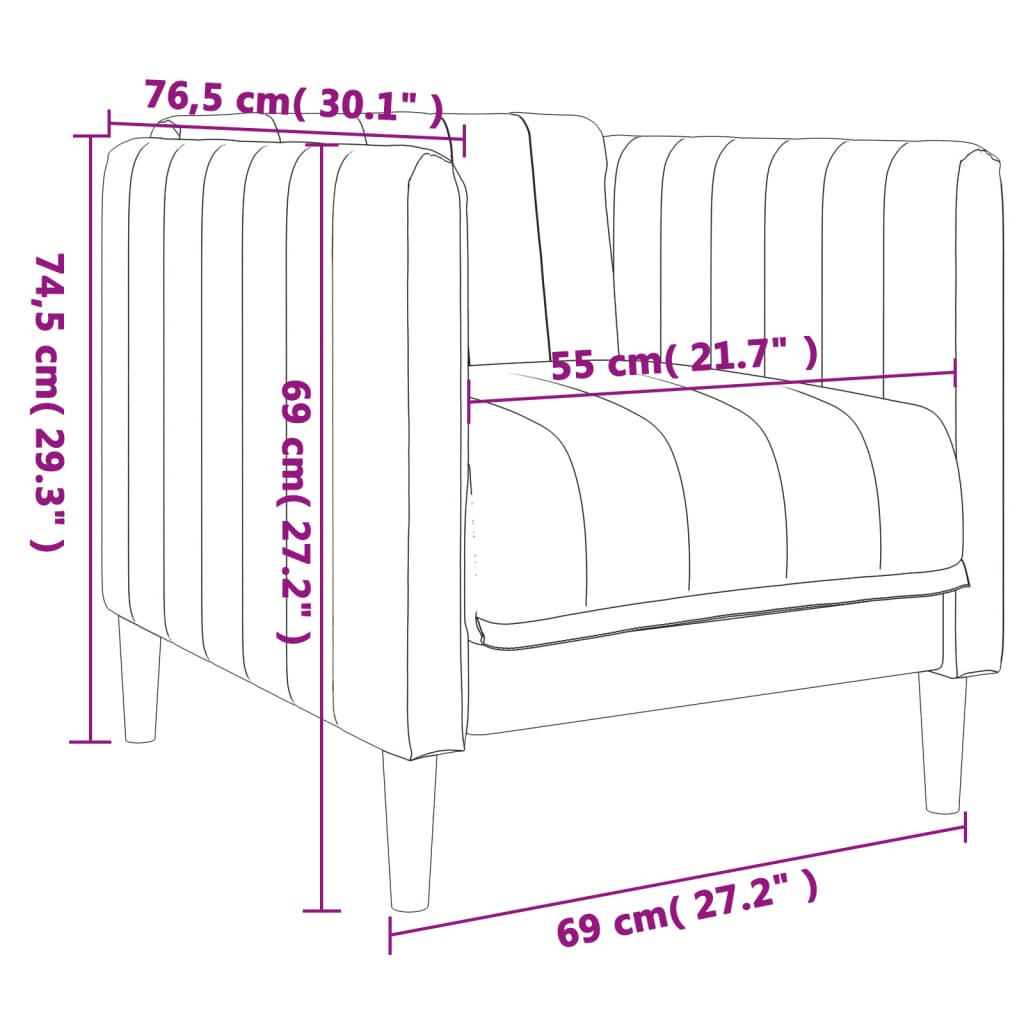 3-delige Loungeset stof lichtgrijs