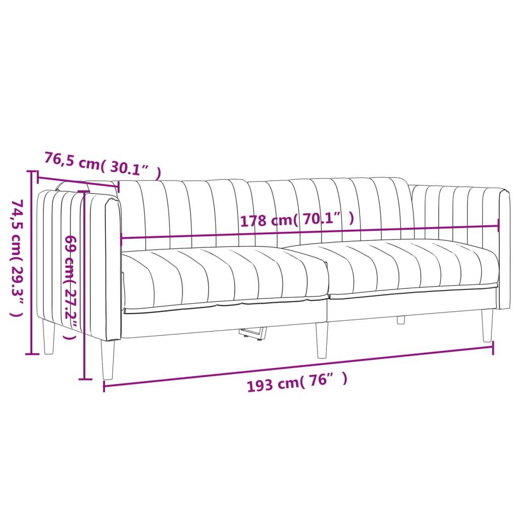 3-delige Loungeset stof donkergrijs