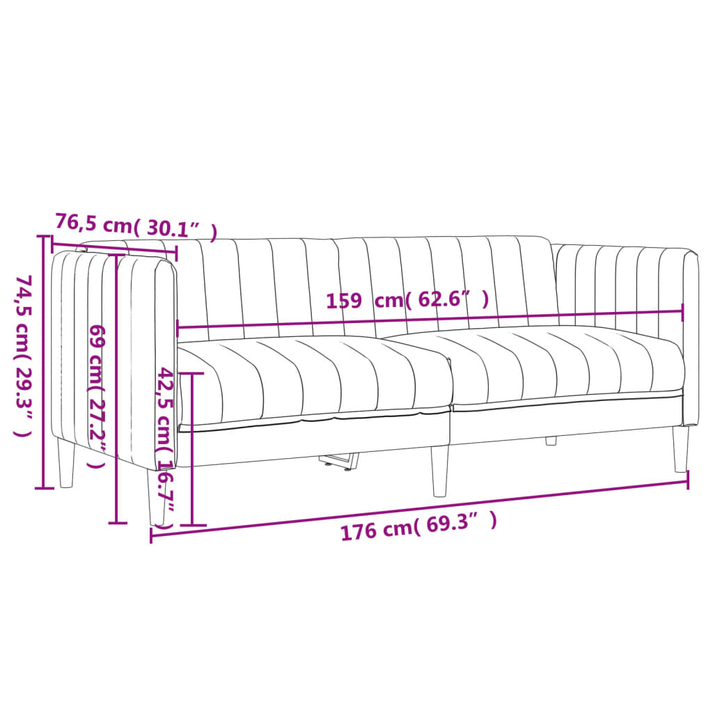 3-delige Loungeset stof donkergrijs