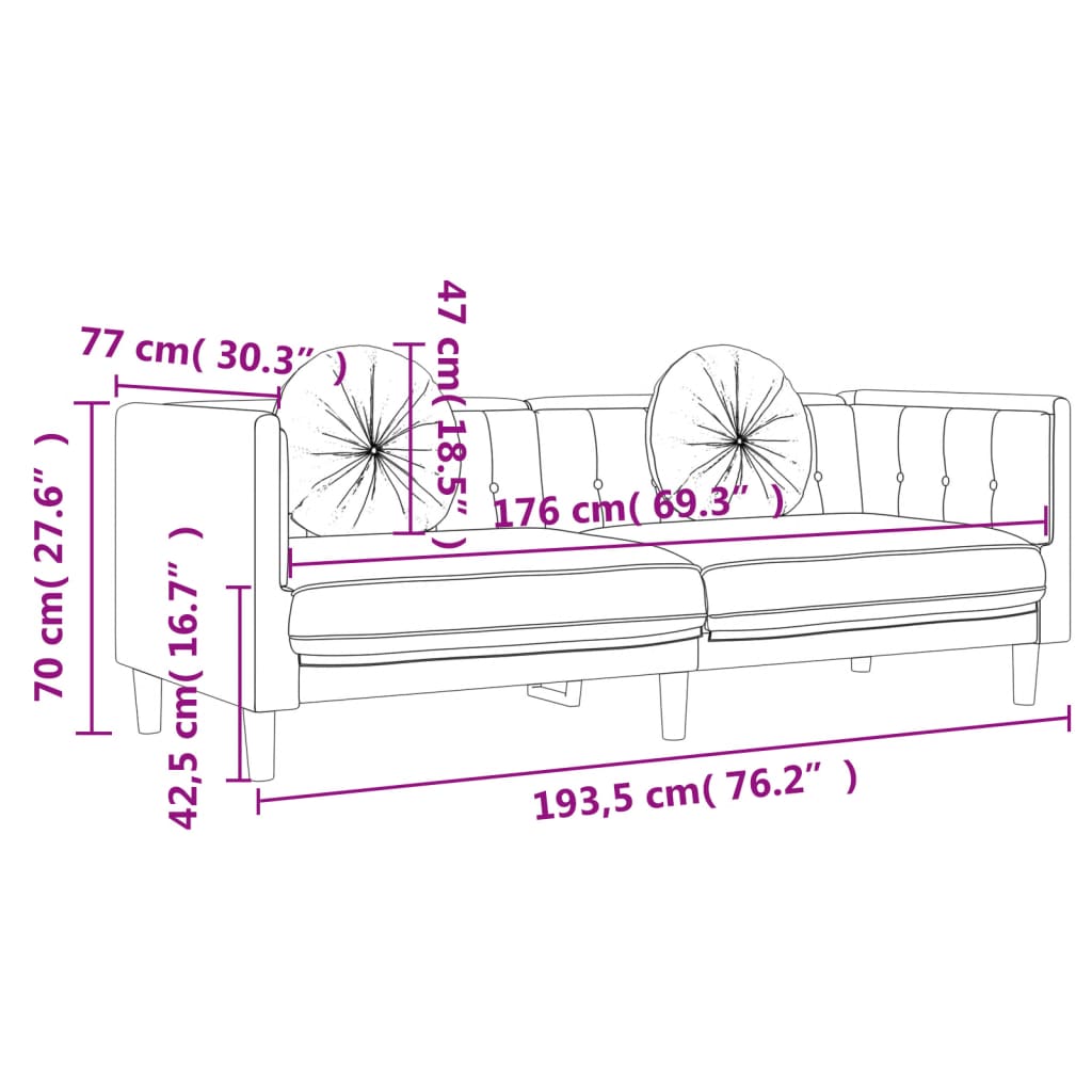 2-delige Loungeset met kussens fluweel zwart