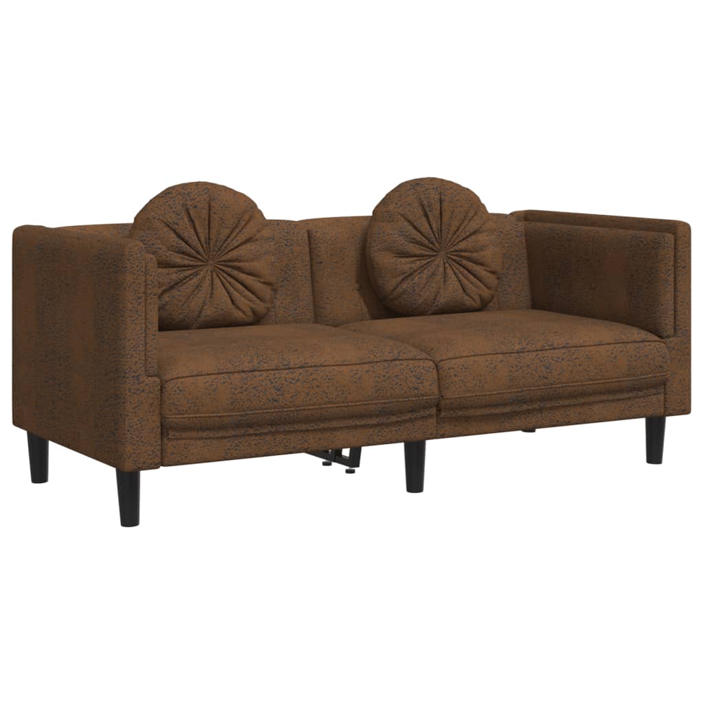 2-delige Loungeset met kussens fluweel bruin