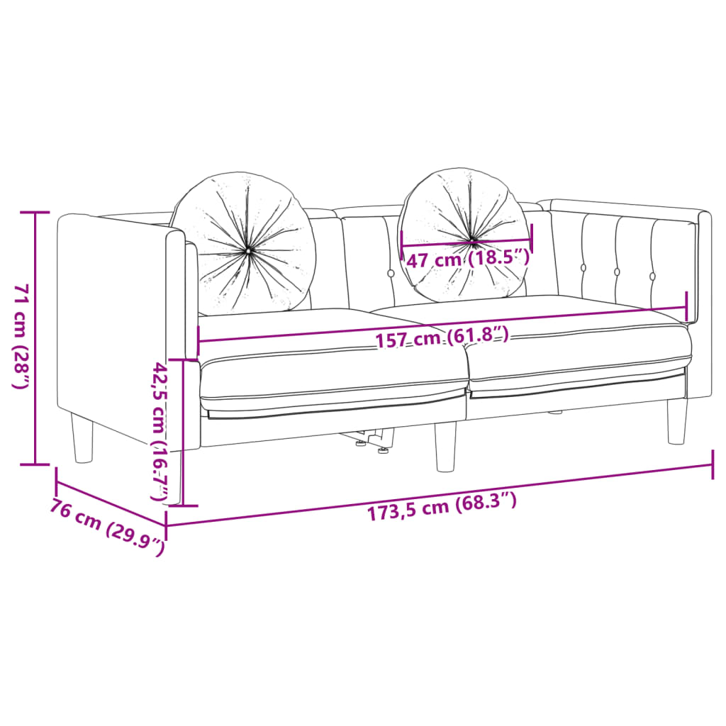 2-delige Loungeset met kussens fluweel bruin