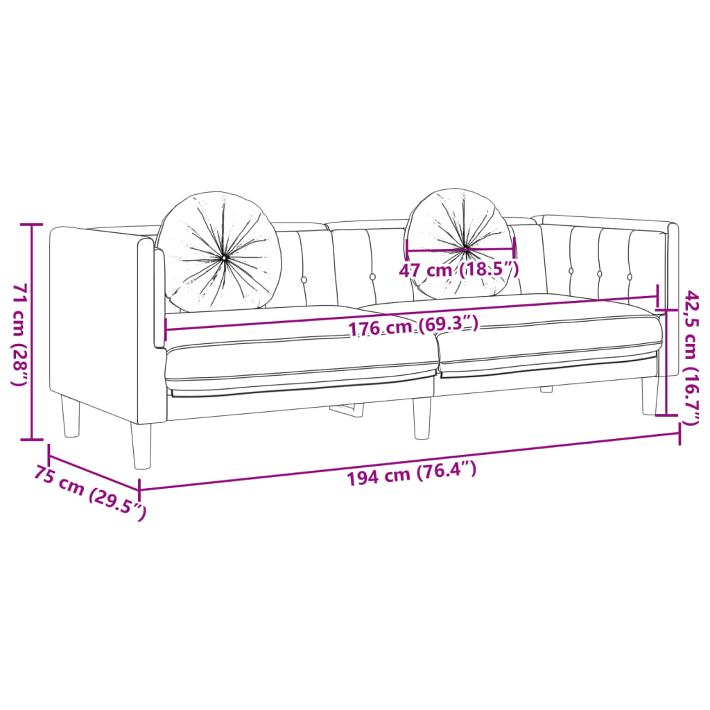 2-delige Loungeset met kussens fluweel bruin