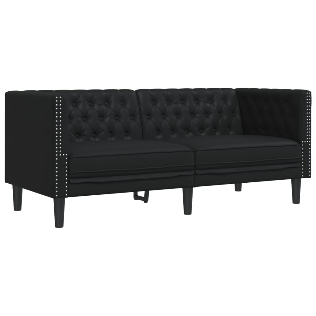 3-delige Loungeset Chesterfield-stijl kunstleer zwart