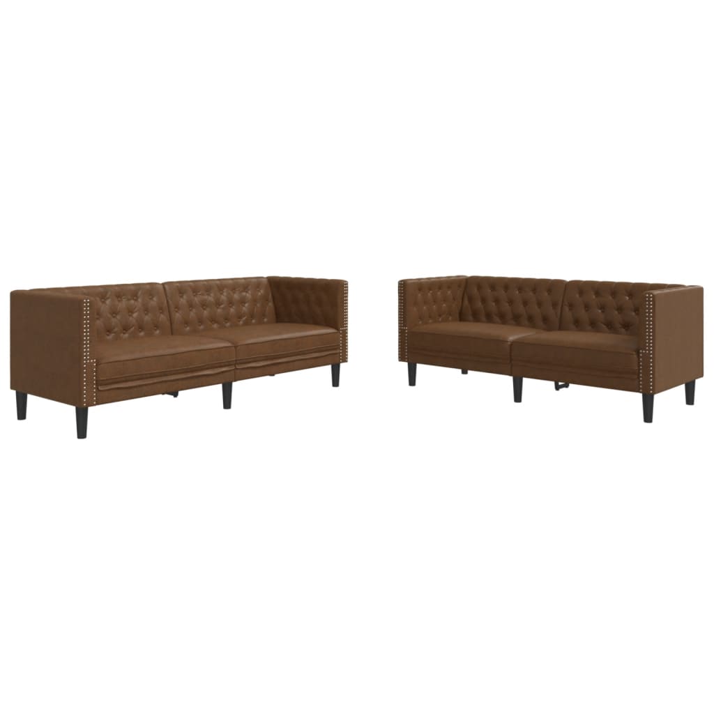 2-delige Loungeset Chesterfield-stijl kunstsuède bruin