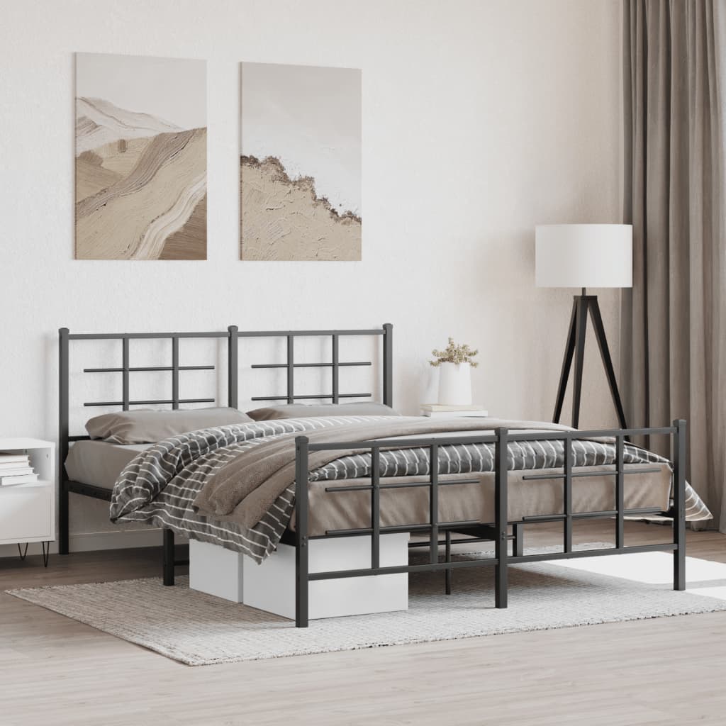 Bedframe Met Voetbord Zonder Matras Metaal 160 x 200 cm Zwart