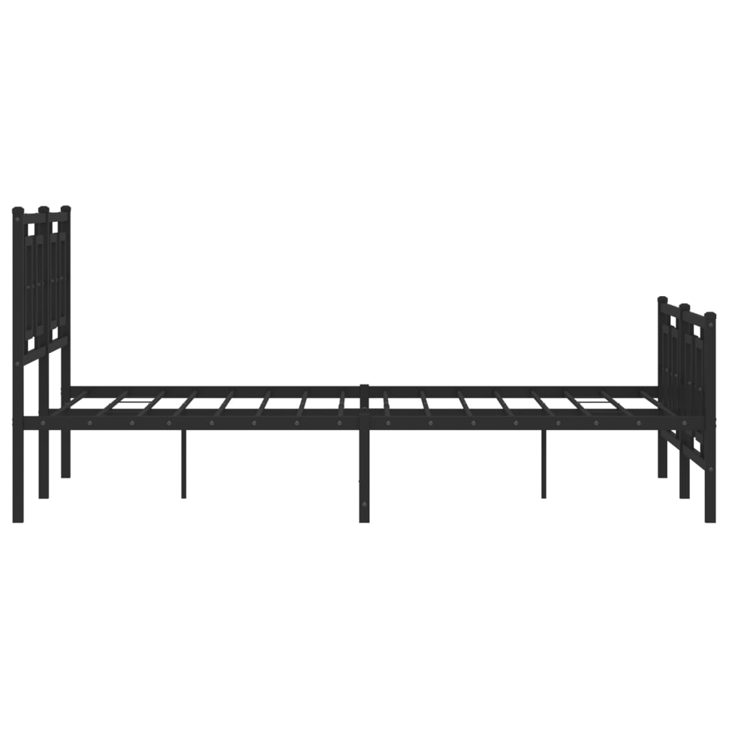 Bedframe Met Hoofd- En Voeteneinde Metaal Zwart 135 x 190 cm met hoofdbord & voetbord