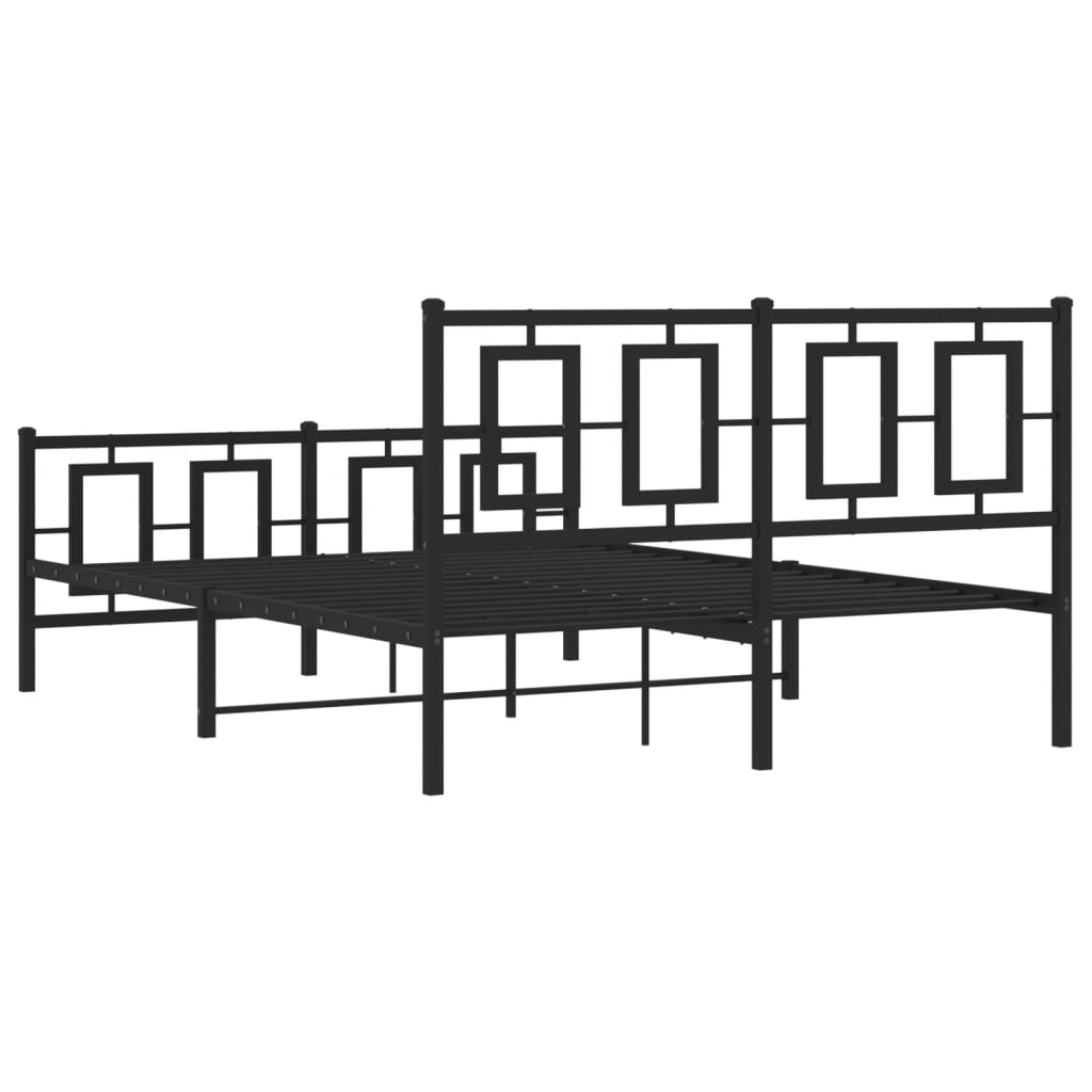 Bedframe Met Hoofd- En Voeteneinde Metaal Zwart 135 x 190 cm met hoofdbord & voetbord