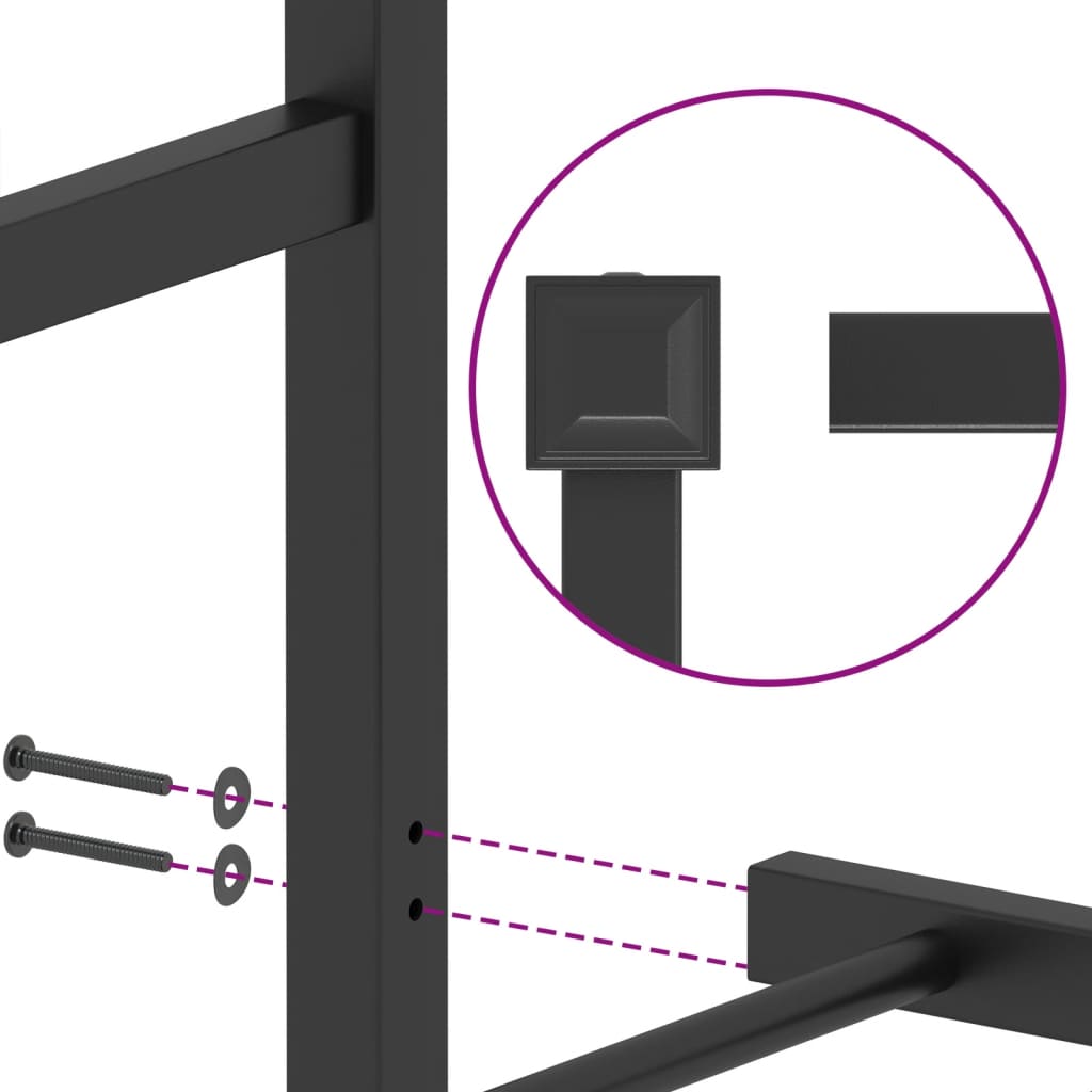 Bedframe Met Hoofd- En Voeteneinde Metaal Zwart 135 x 190 cm met hoofdbord & voetbord