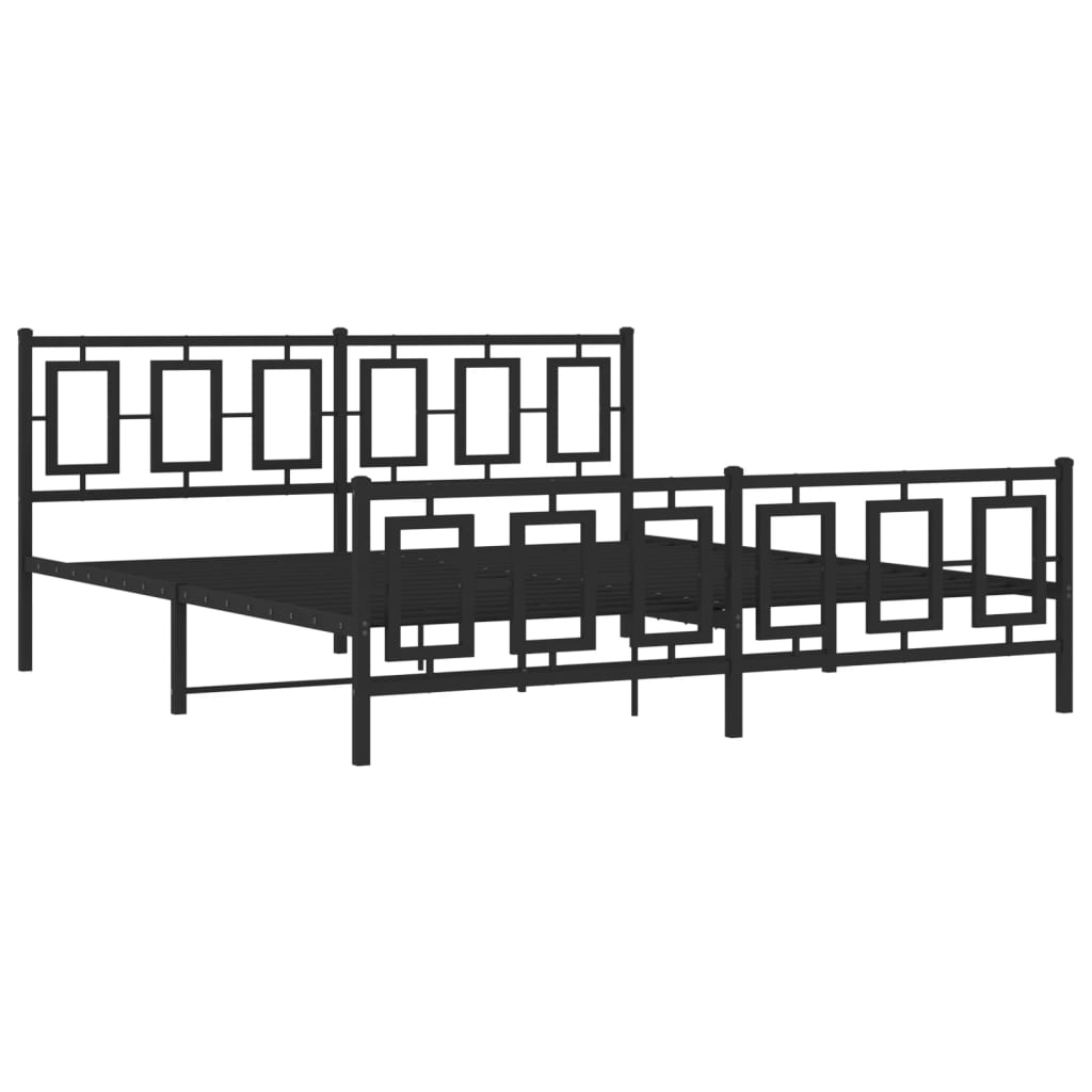 Bedframe Met Hoofd- En Voeteneinde Metaal Zwart 183 x 213 cm met hoofdbord & voetbord