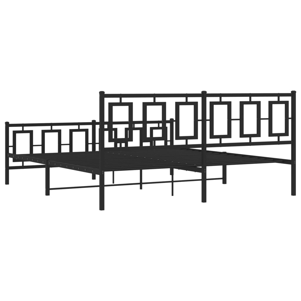 Bedframe Met Hoofd- En Voeteneinde Metaal Zwart 183 x 213 cm met hoofdbord & voetbord