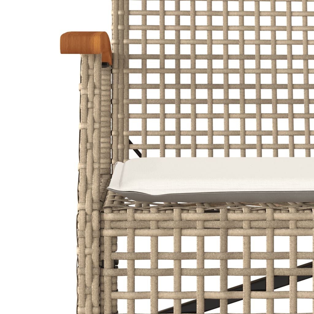 Tuinbank met kussen poly rattan en acaciahout beige