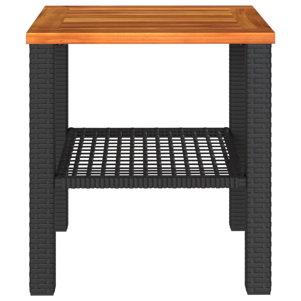 Tuintafel 40X40X42 Cm Poly Rattan En Acaciahout Zwart