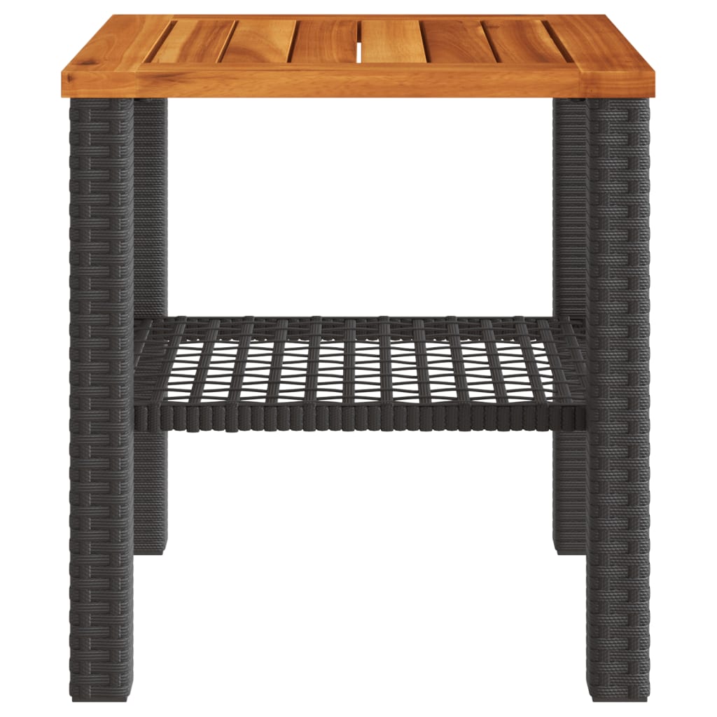 Tuintafel 40X40X42 Cm Poly Rattan En Acaciahout Zwart