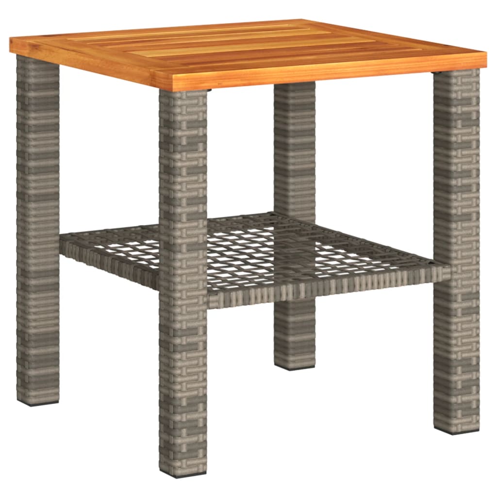 Tuintafel 40X40X42 Cm Poly Rattan En Acaciahout Grijs