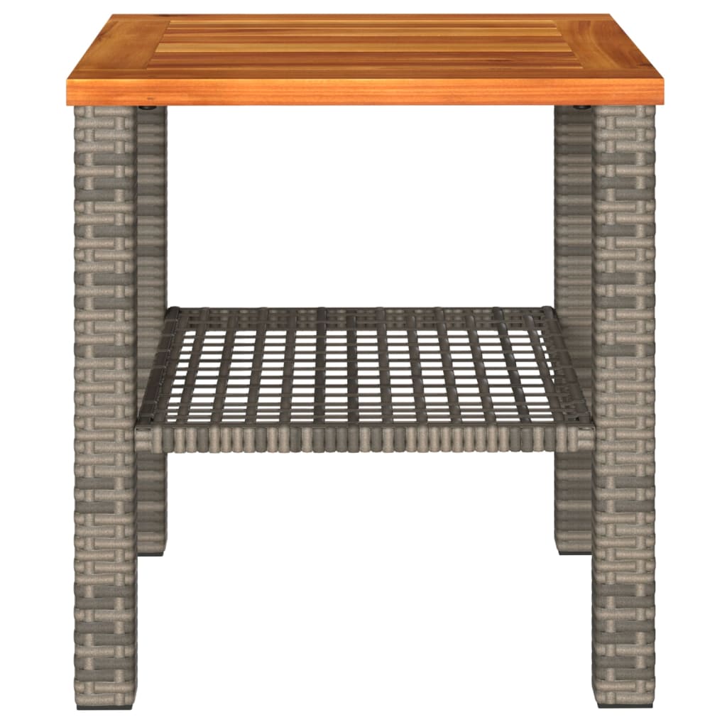 Tuintafel 40X40X42 Cm Poly Rattan En Acaciahout Grijs