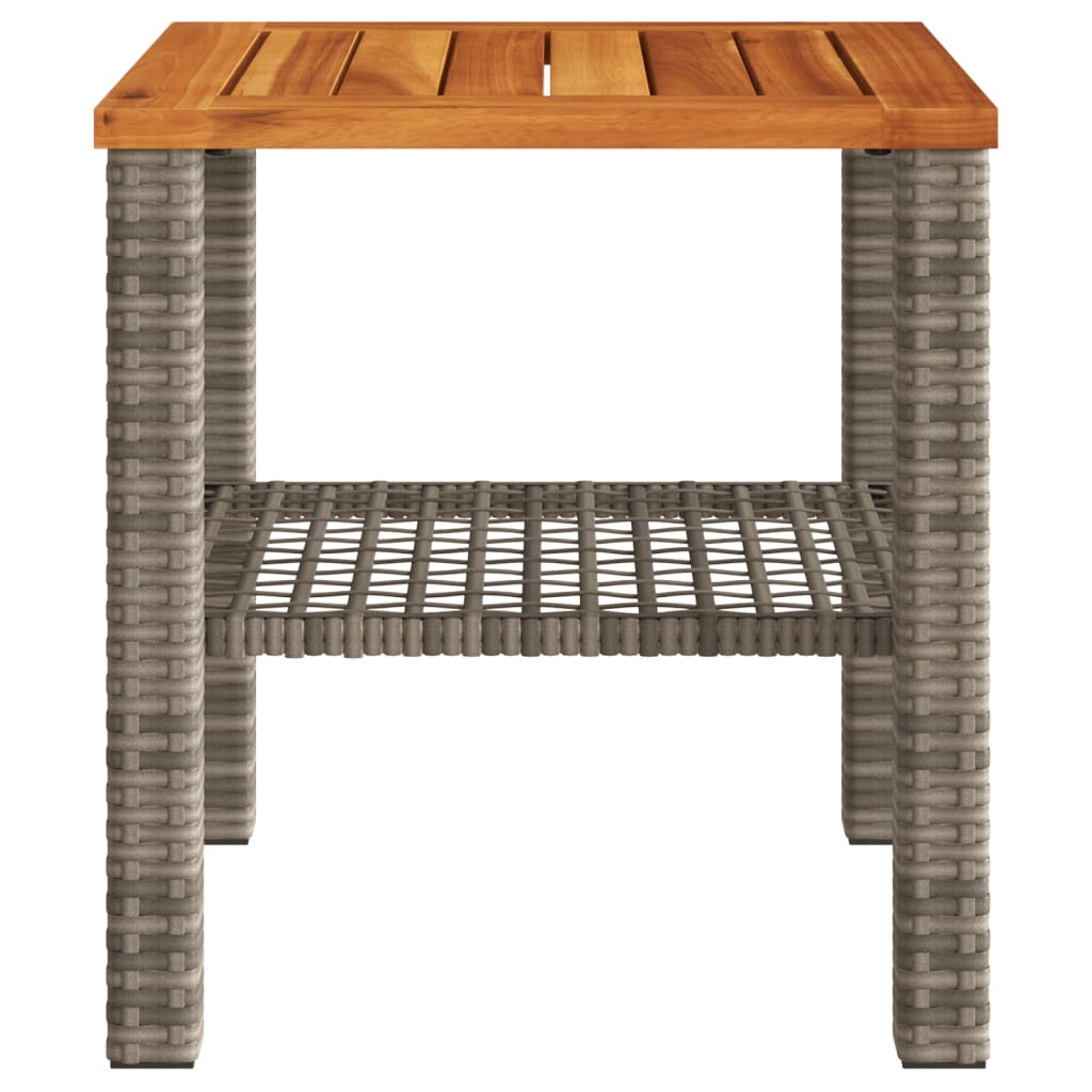 Tuintafel 40X40X42 Cm Poly Rattan En Acaciahout Grijs