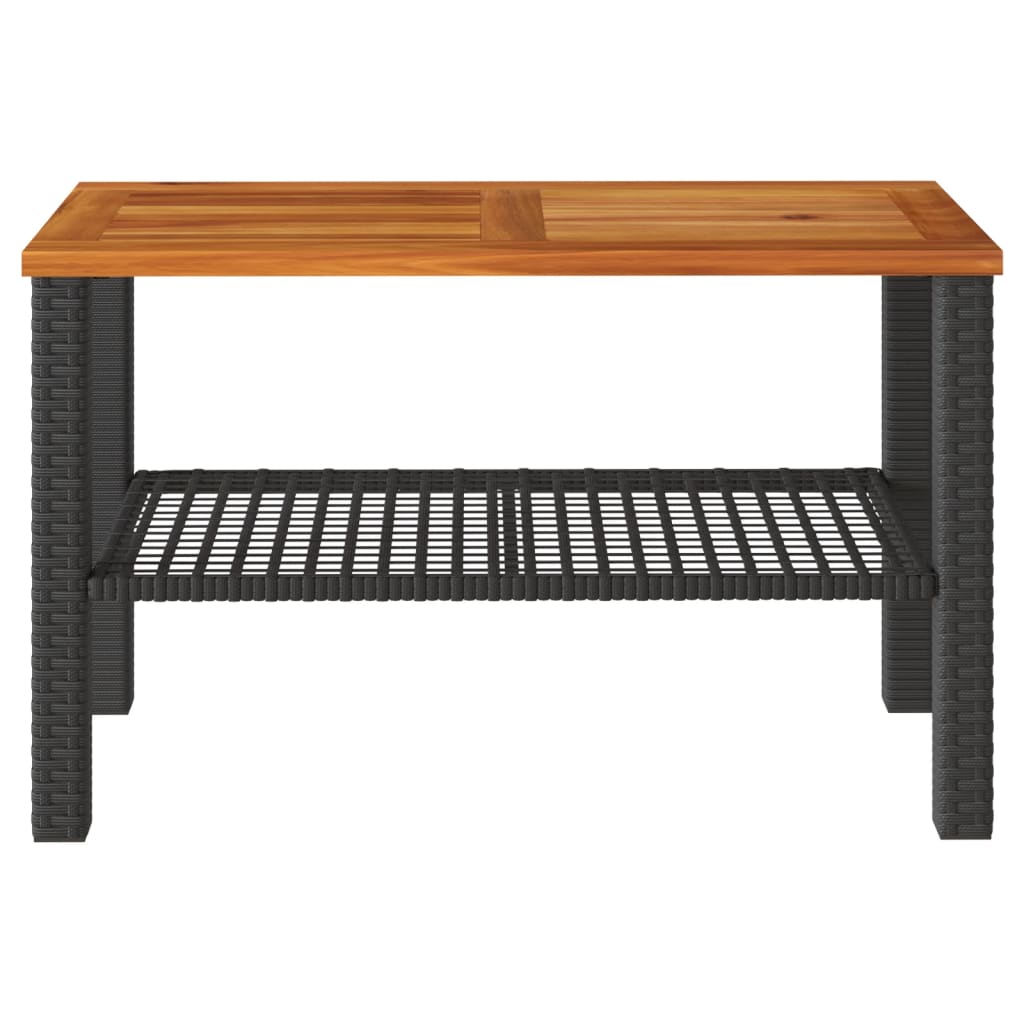 Tuintafel 70X38X42 Cm Poly Rattan En Acaciahout Zwart