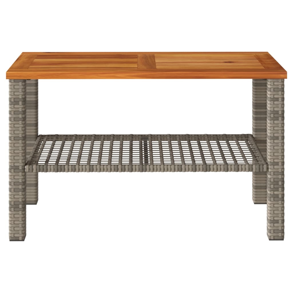 Tuintafel 70X38X42 Cm Poly Rattan En Acaciahout Grijs