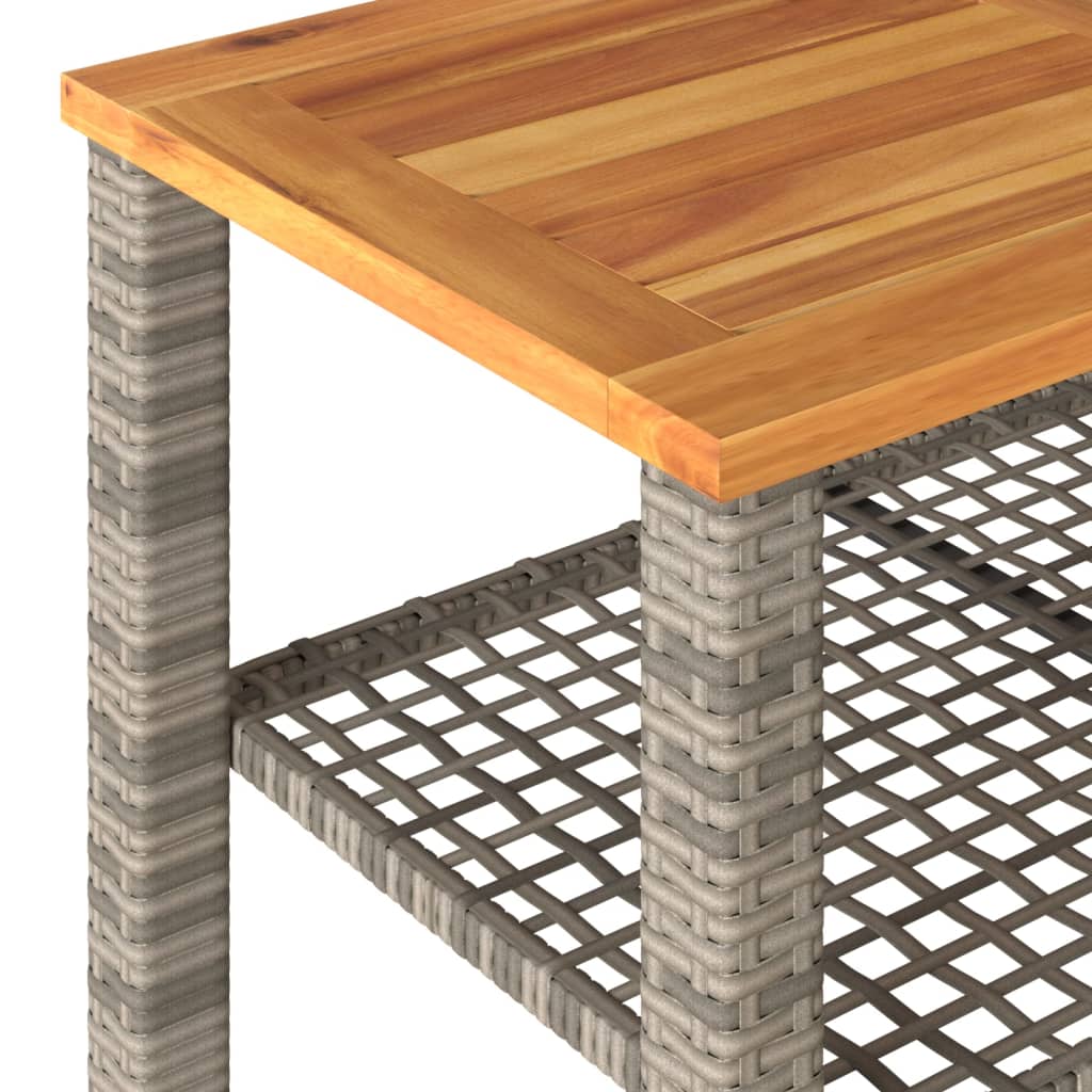 Tuintafel 70X38X42 Cm Poly Rattan En Acaciahout Grijs