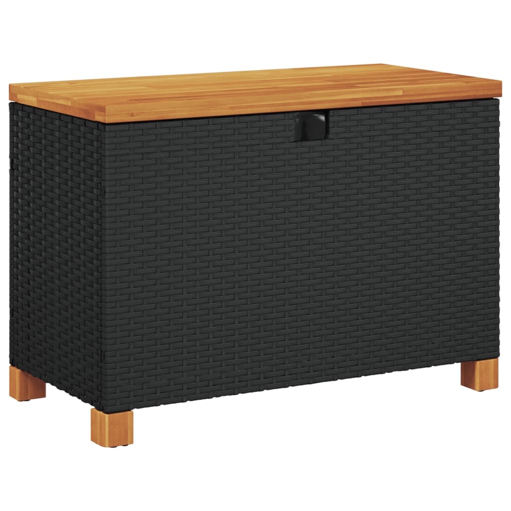 Tuinbox 80x40x48 cm poly rattan en acaciahout zwart