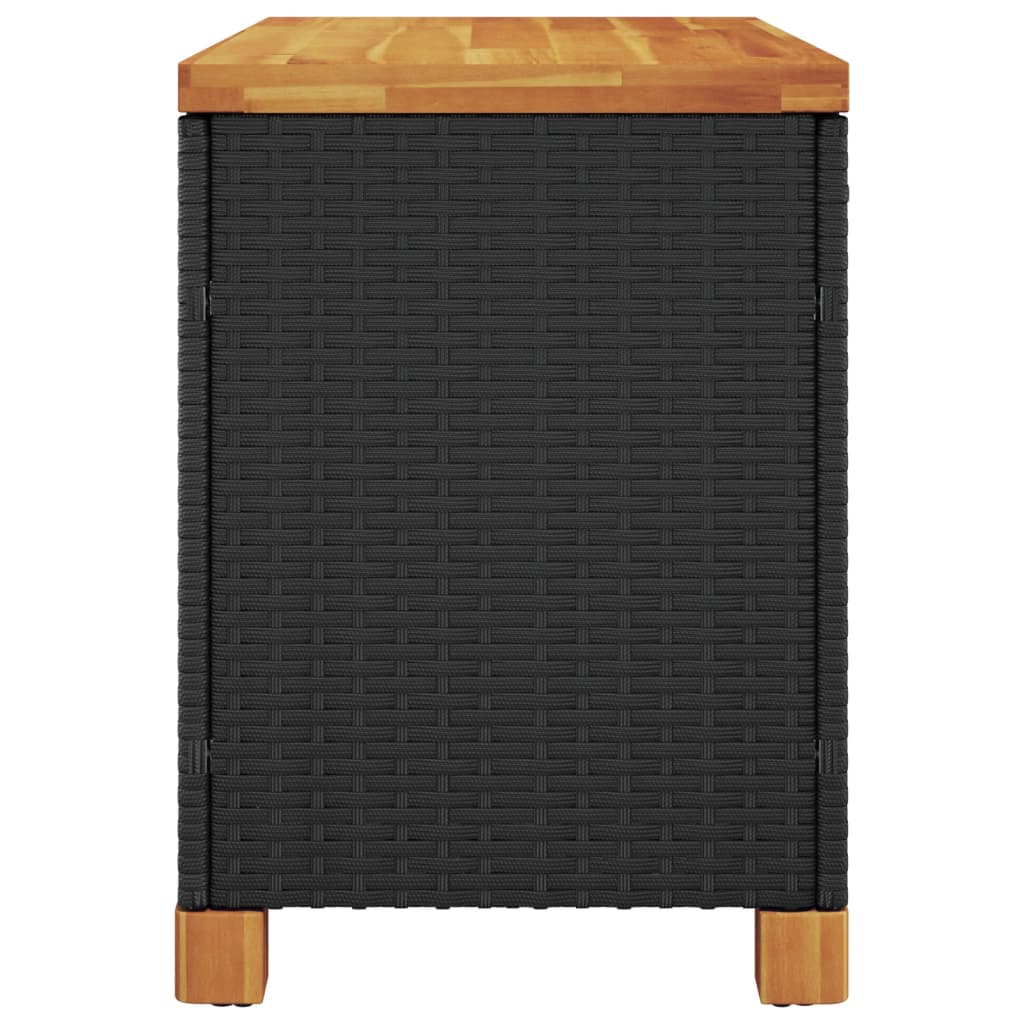 Tuinbox 80x40x48 cm poly rattan en acaciahout zwart