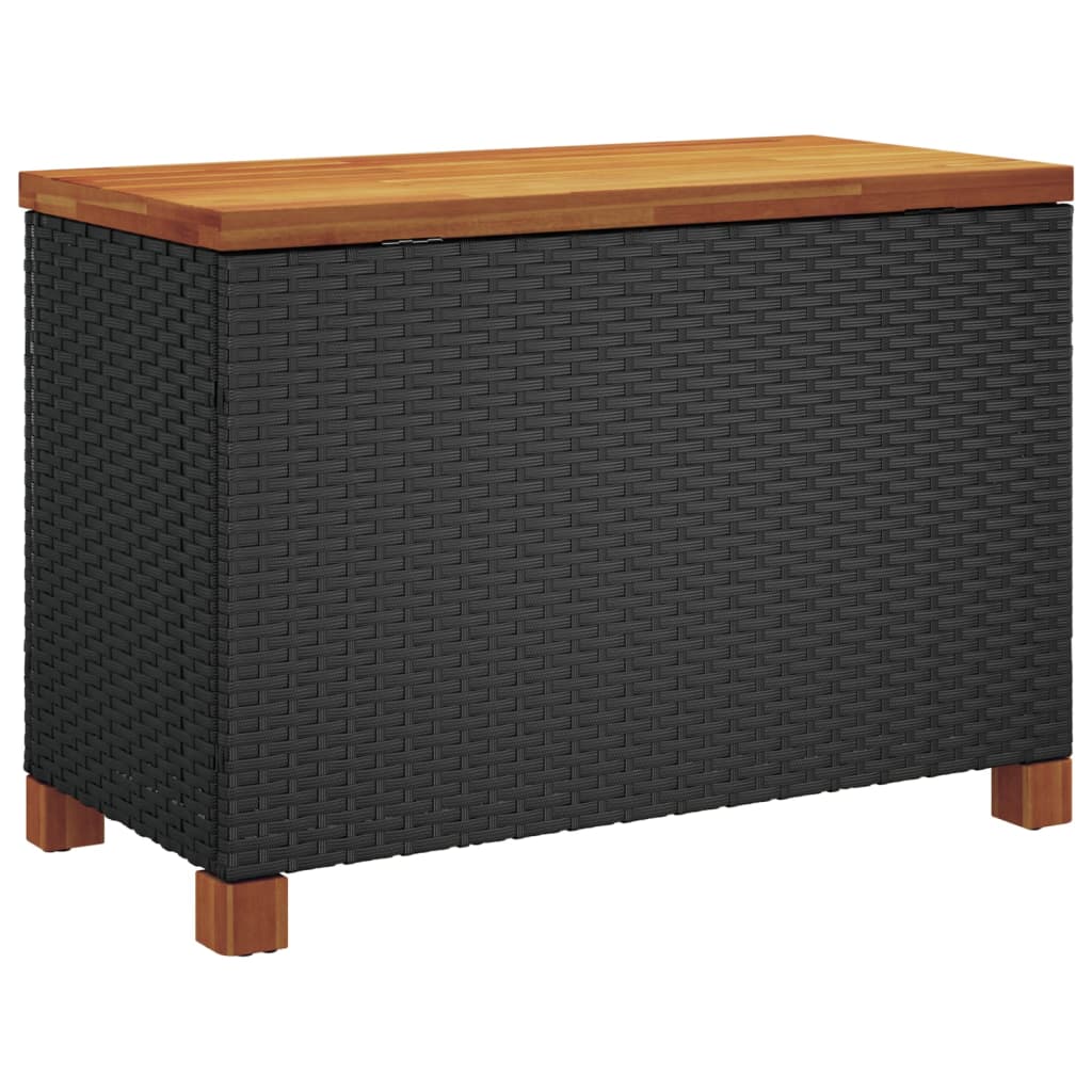 Tuinbox 80x40x48 cm poly rattan en acaciahout zwart