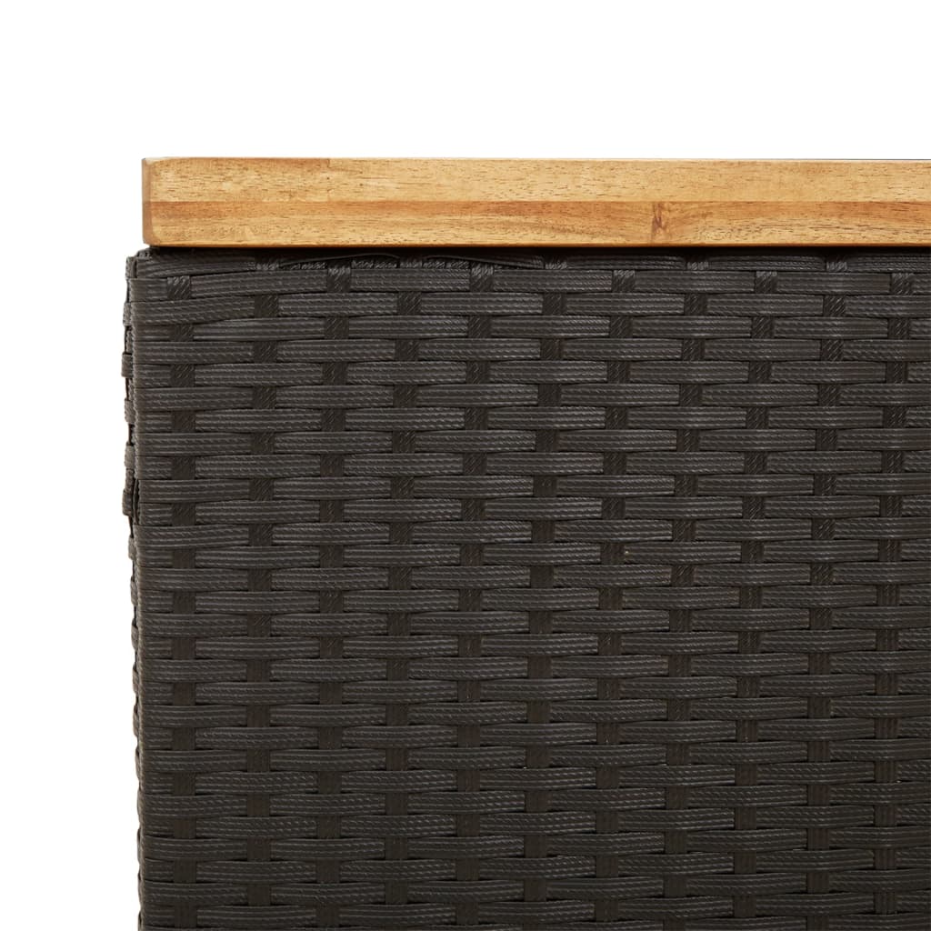 Tuinbox 80x40x48 cm poly rattan en acaciahout zwart