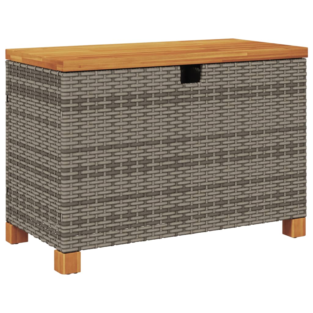 Tuinbox 80x40x48 cm poly rattan en acaciahout grijs