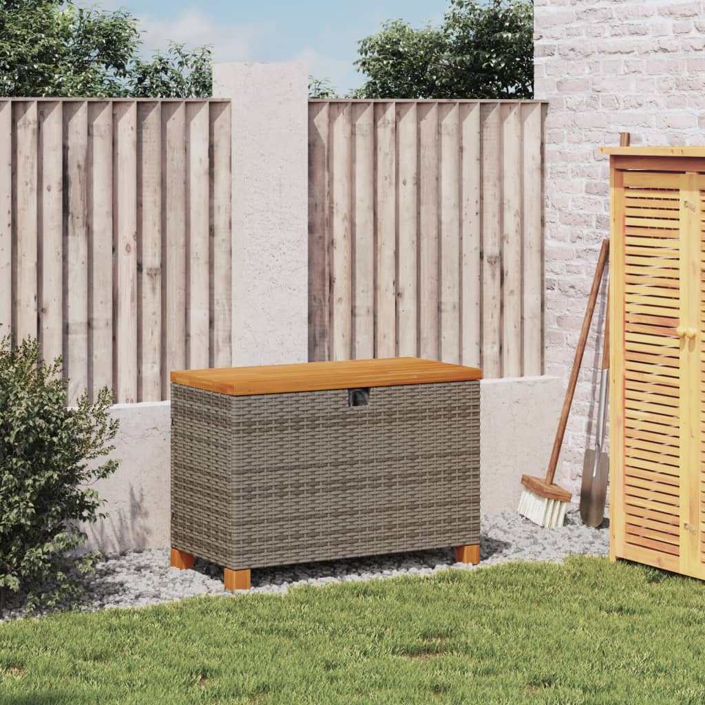 Tuinbox 80x40x48 cm poly rattan en acaciahout grijs