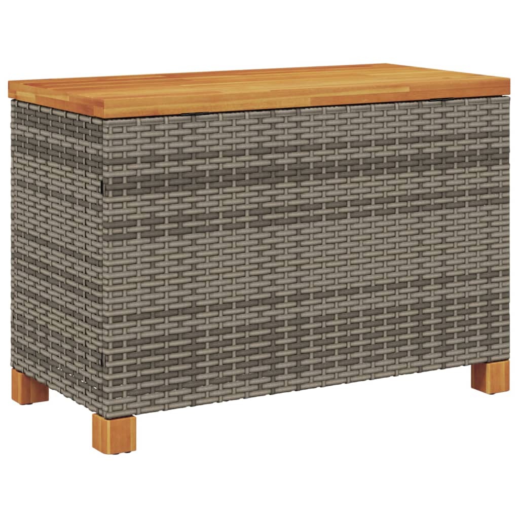 Tuinbox 80x40x48 cm poly rattan en acaciahout grijs