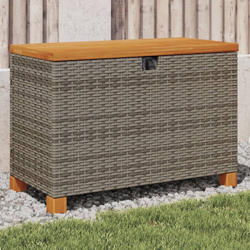 Tuinbox 80x40x48 cm poly rattan en acaciahout grijs