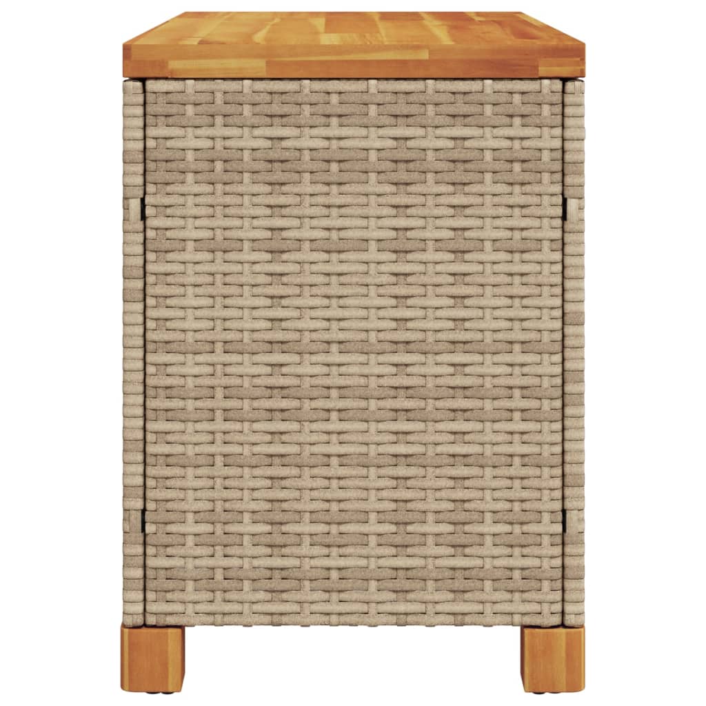 Tuinbox 80x40x48 cm poly rattan en acaciahout beige