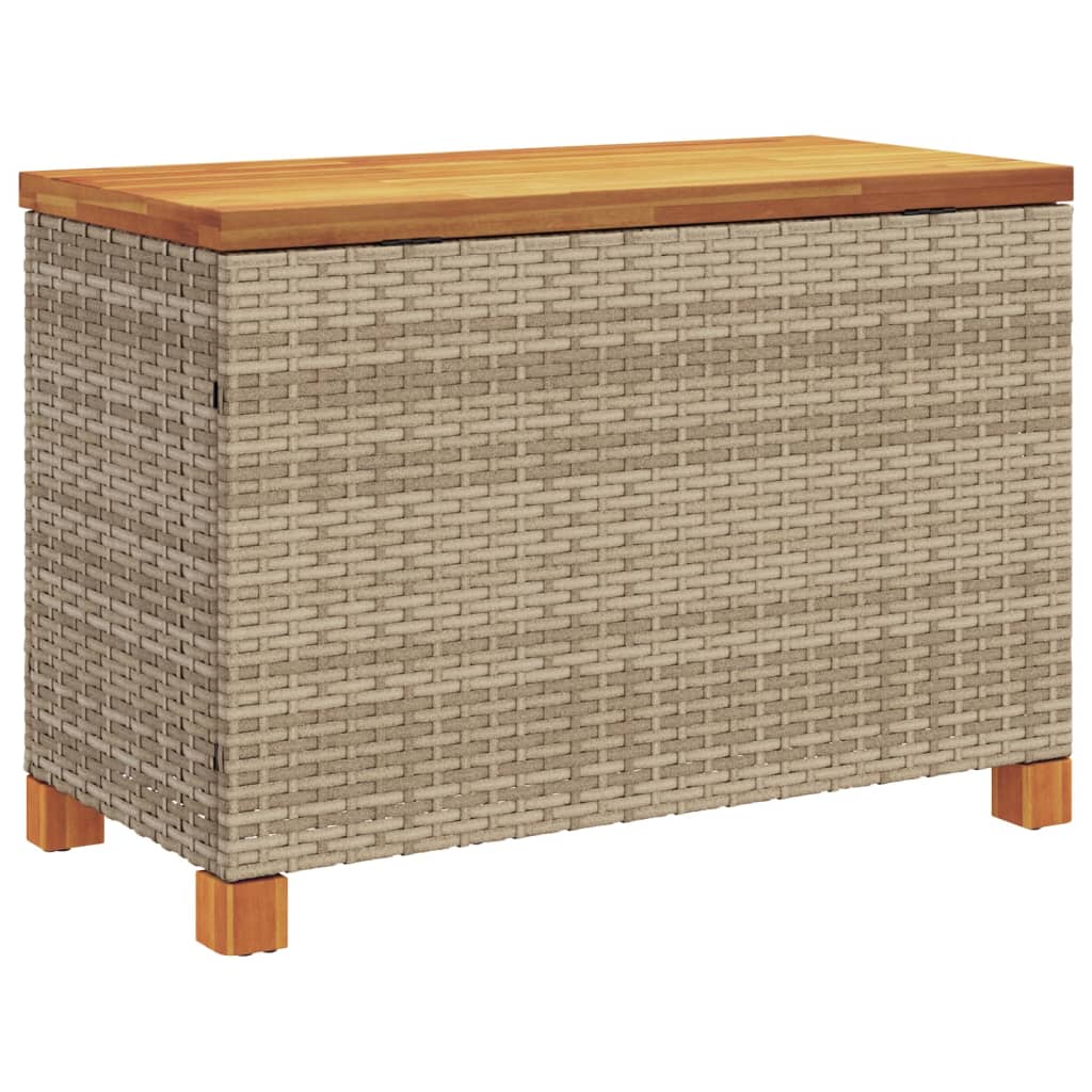 Tuinbox 80x40x48 cm poly rattan en acaciahout beige