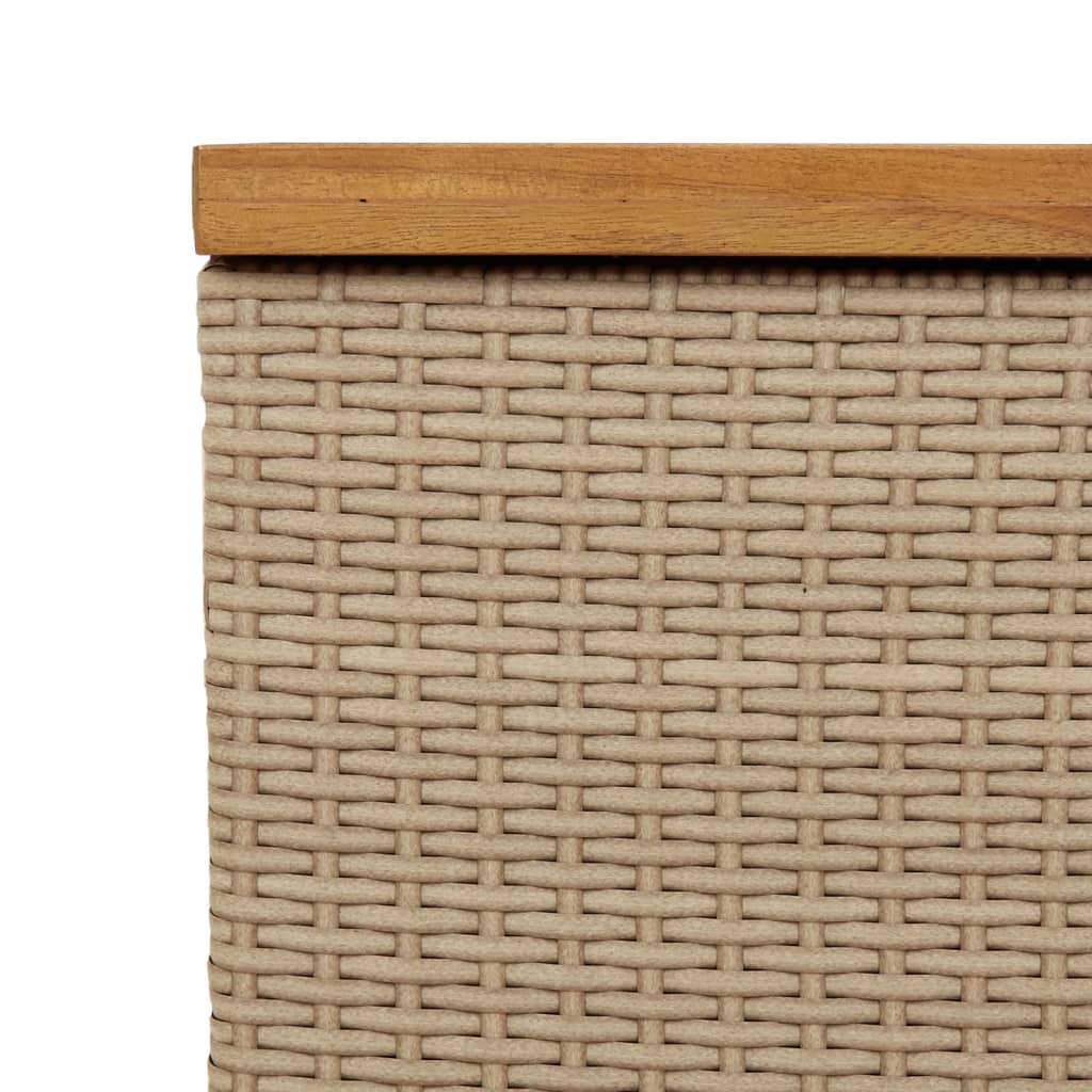 Tuinbox 80x40x48 cm poly rattan en acaciahout beige