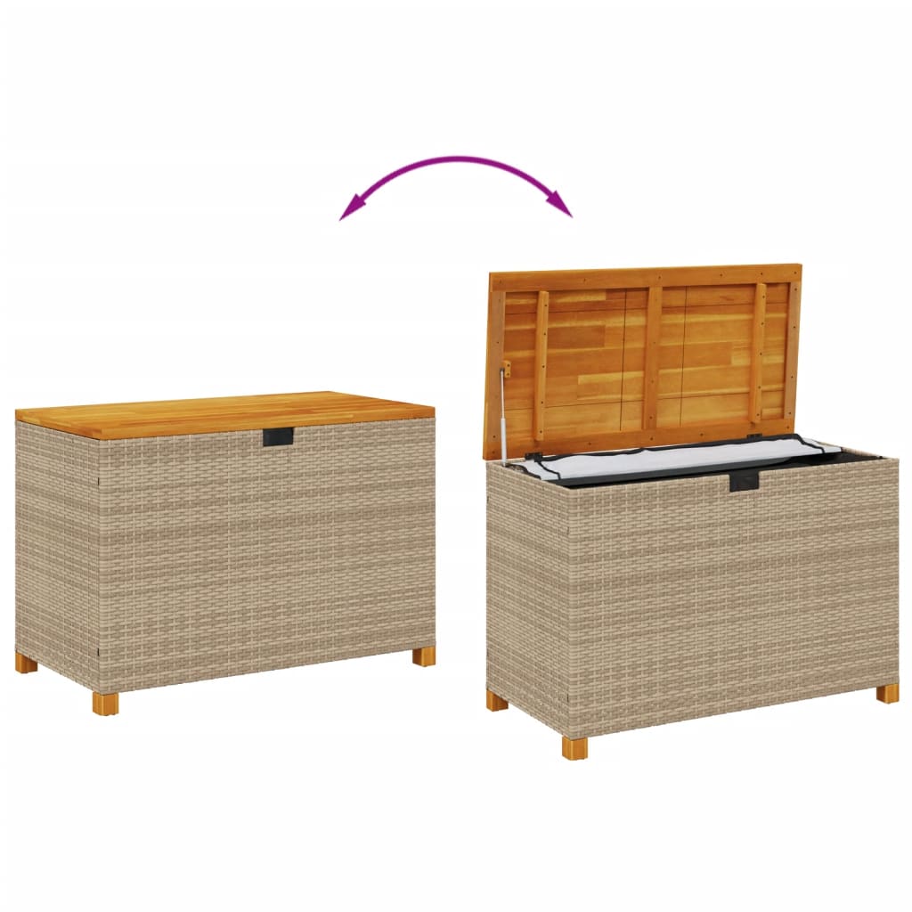 Tuinbox 110x55x63 cm poly rattan en acaciahout beige