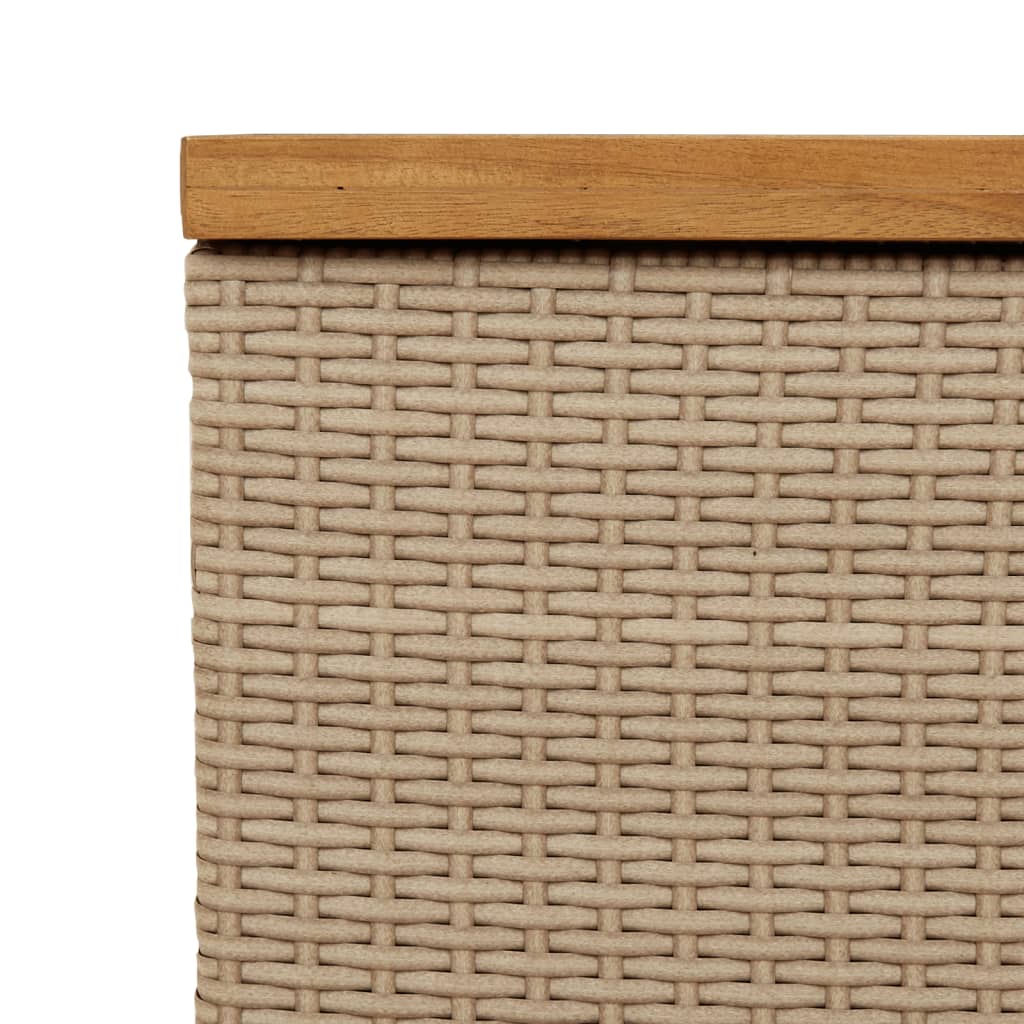 Tuinbox 110x55x63 cm poly rattan en acaciahout beige