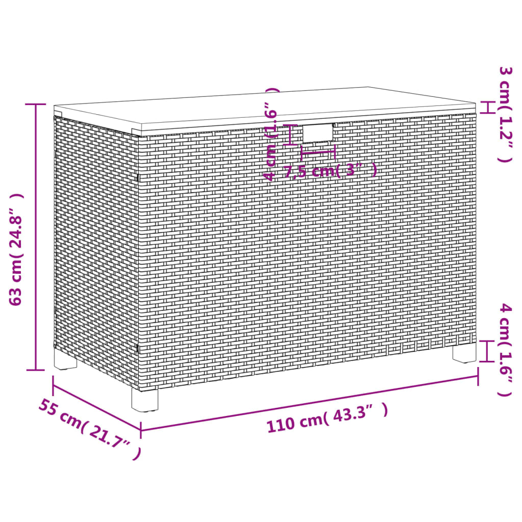 Tuinbox 110x55x63 cm poly rattan en acaciahout beige