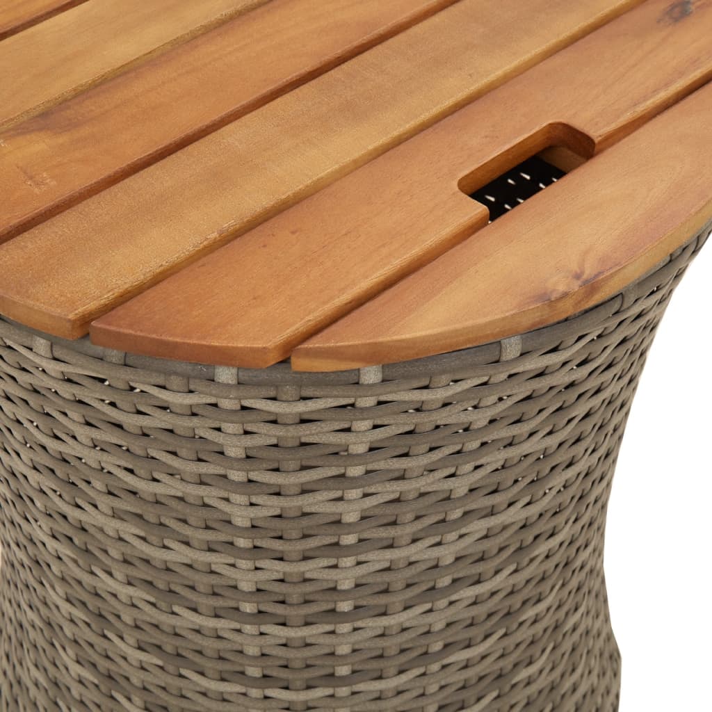 Tuinbijzettafels 2 St Met Houten Blad Poly Rattan Grijs Dichtgeweven