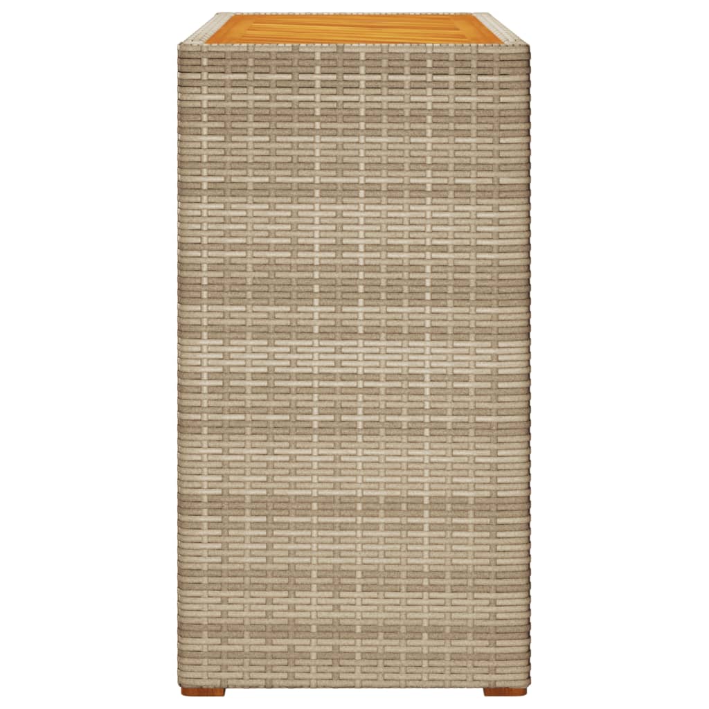 Tuinbijzettafel met houten blad 100x40x75 cm poly rattan beige