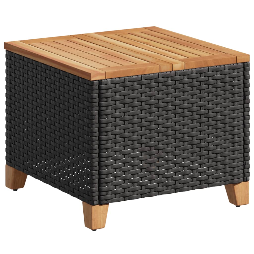 Tuintafel 45X45X37 Cm Poly Rattan En Acaciahout Zwart Beige