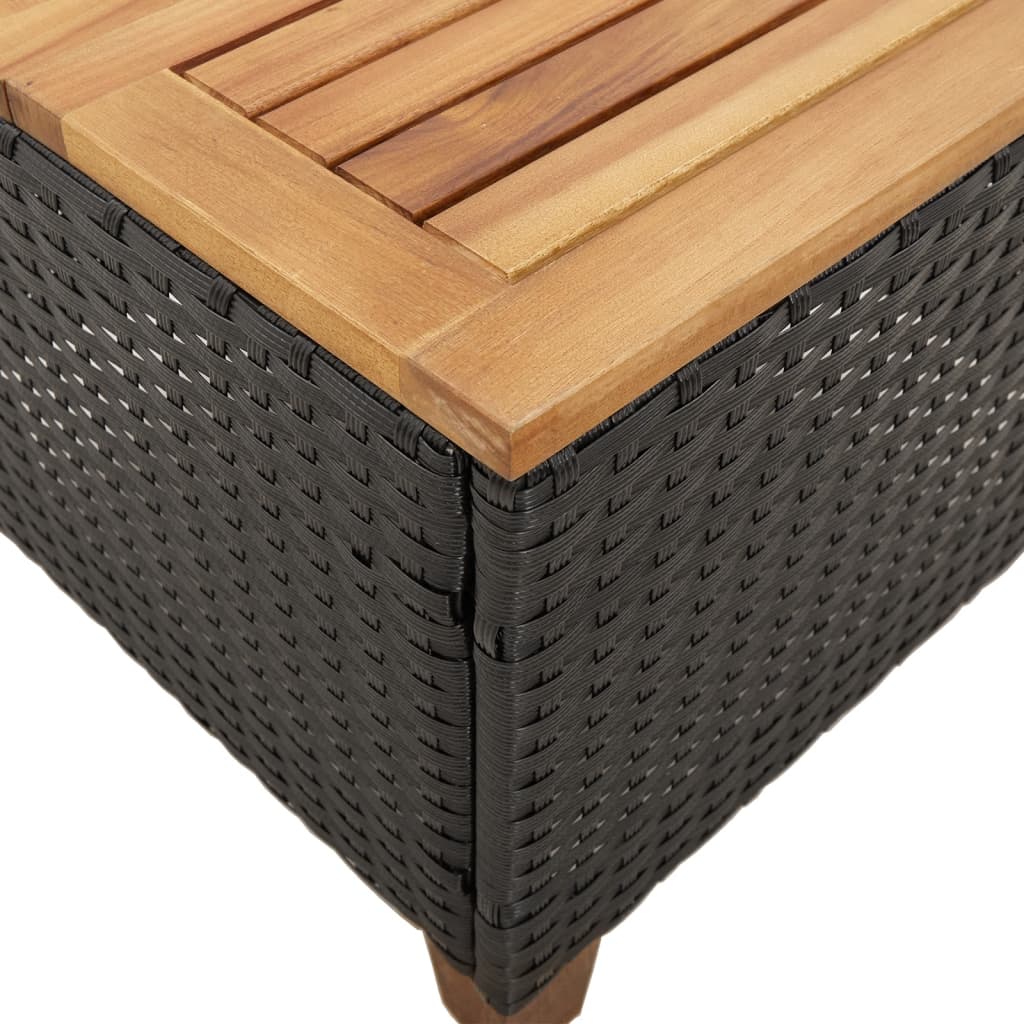 Tuintafel 45X45X37 Cm Poly Rattan En Acaciahout Zwart Beige