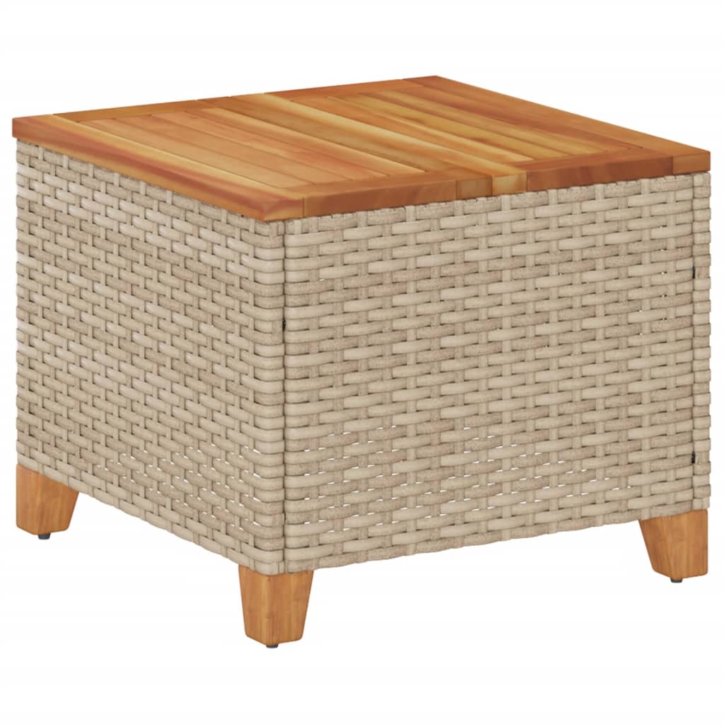 Tuintafel 45X45X37 Cm Poly Rattan En Acaciahout Beige Beige