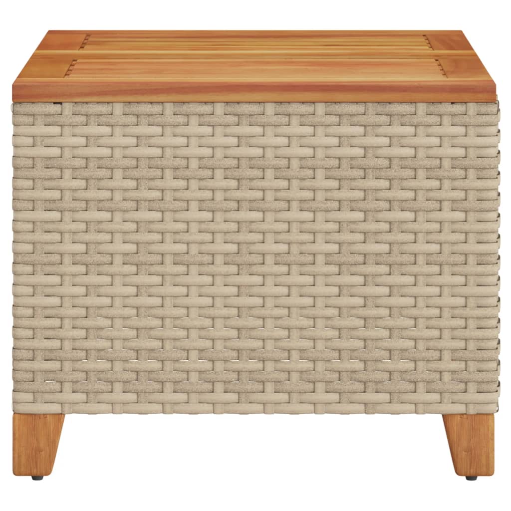 Tuintafel 45X45X37 Cm Poly Rattan En Acaciahout Beige Beige