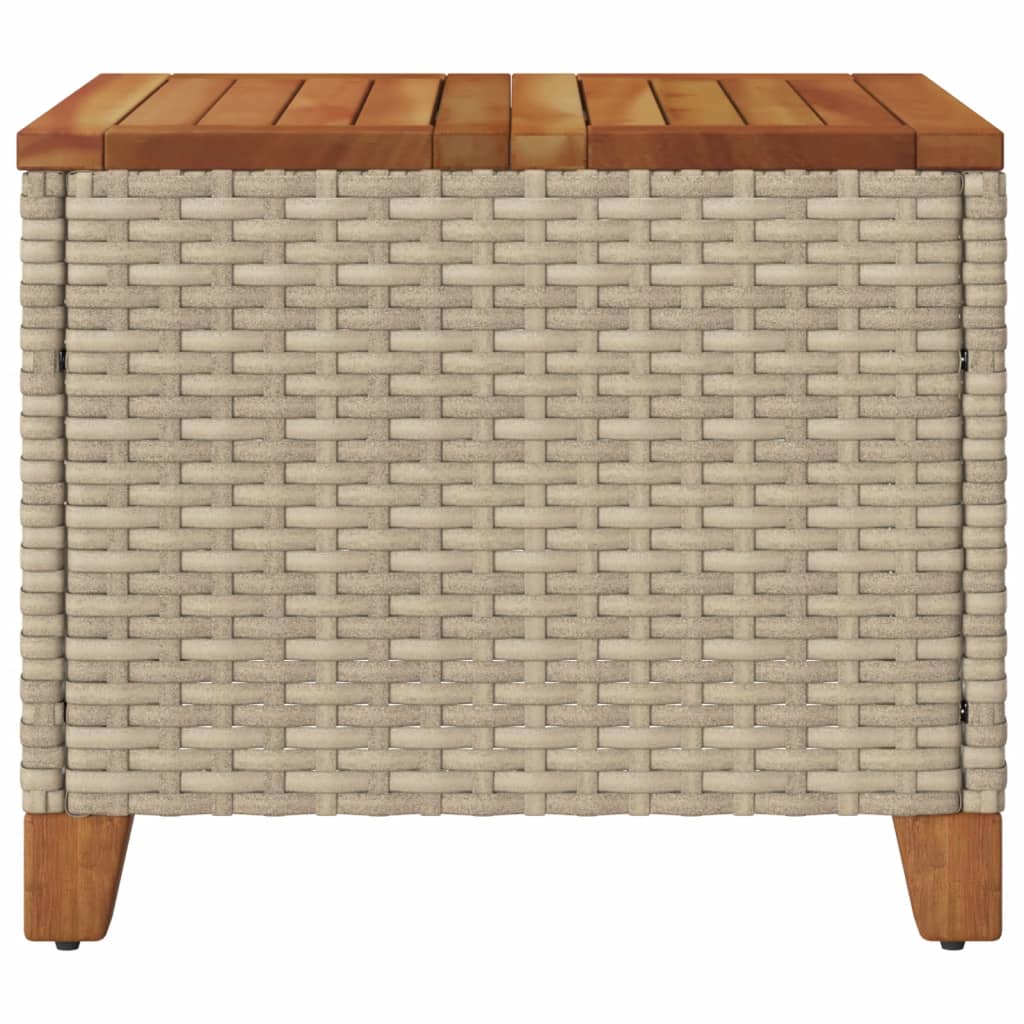 Tuintafel 45X45X37 Cm Poly Rattan En Acaciahout Beige Beige