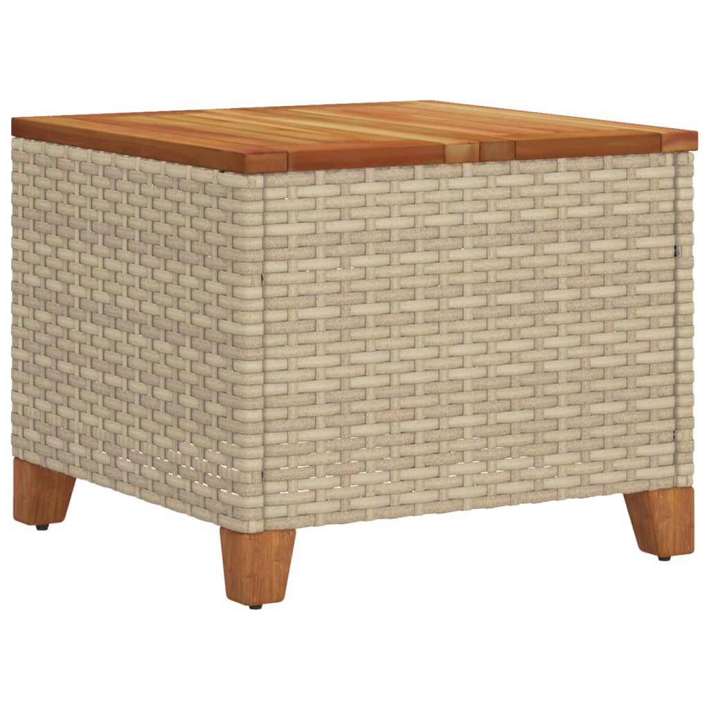 Tuintafel 45X45X37 Cm Poly Rattan En Acaciahout Beige Beige