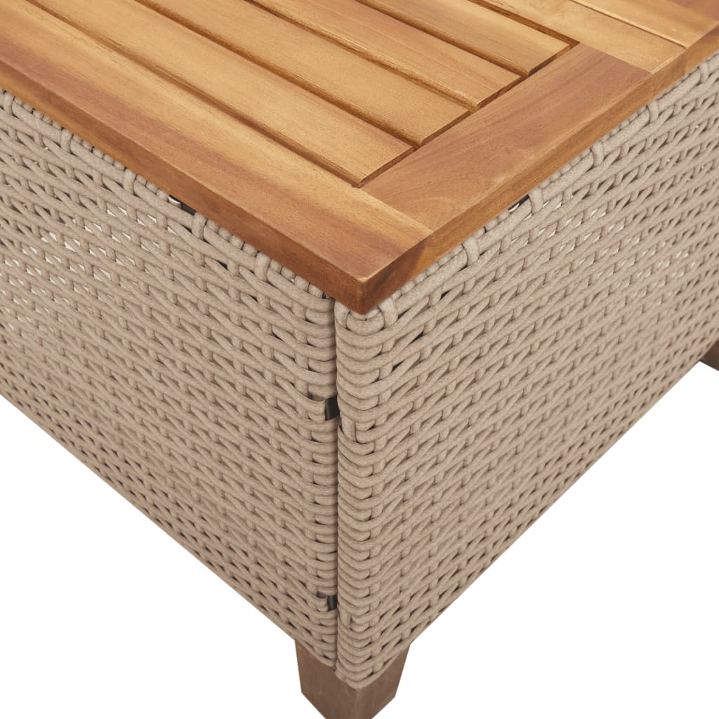 Tuintafel 45X45X37 Cm Poly Rattan En Acaciahout Beige Beige