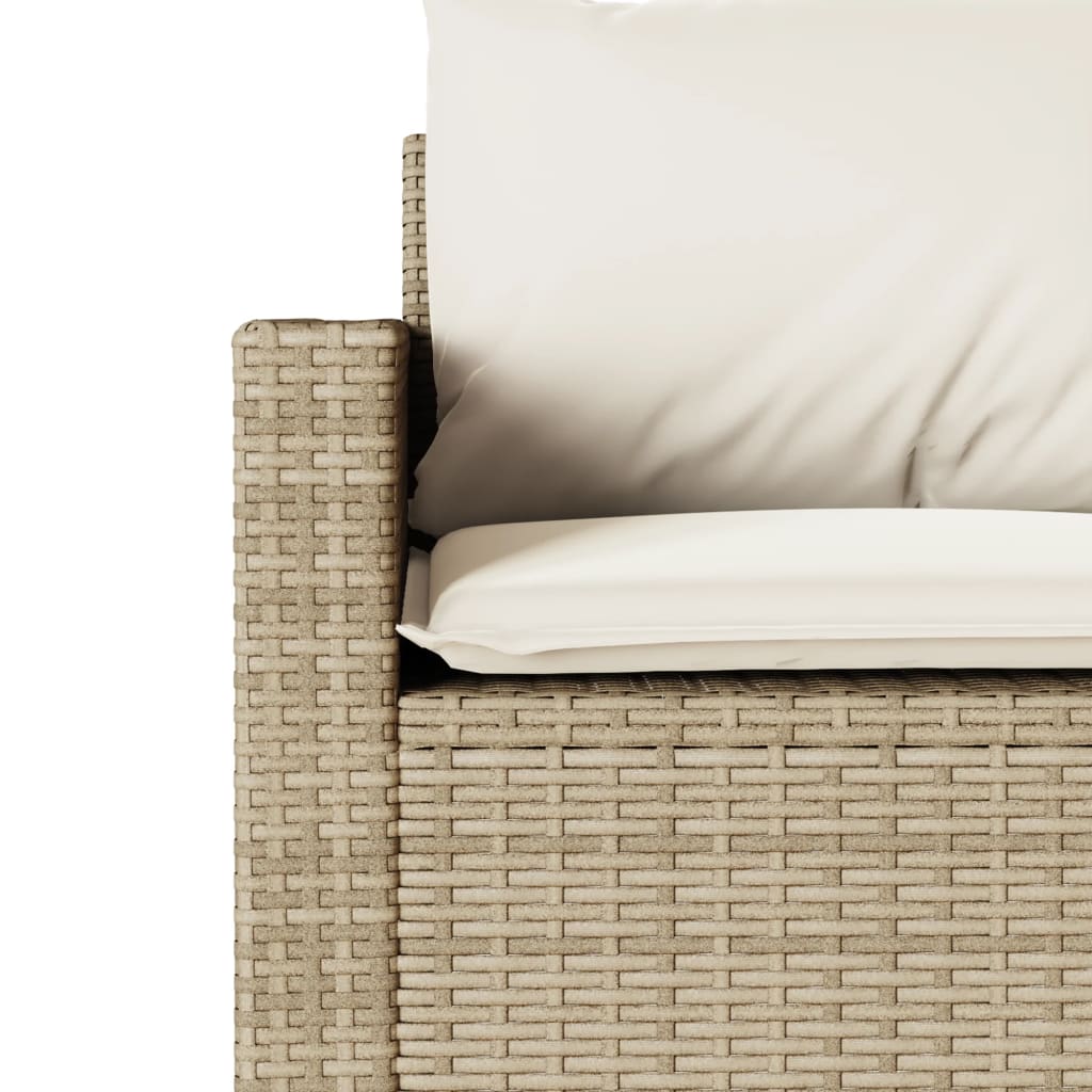 Tuinbank 3-zits met kussens poly rattan beige