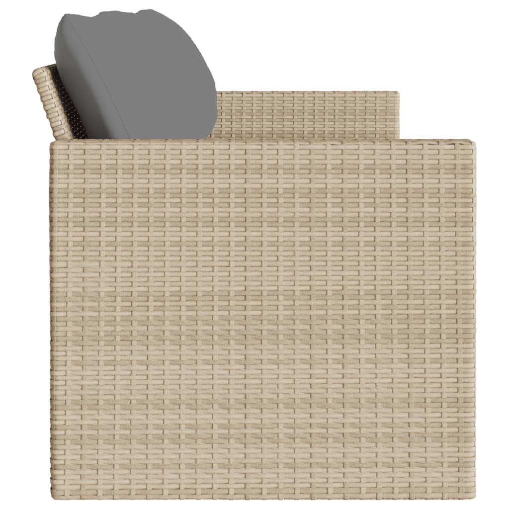 Tuinbank 3-zits met kussens poly rattan beige