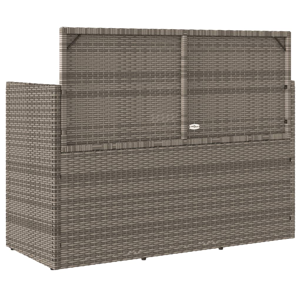 Tuinbank met kussens poly rattan grijs